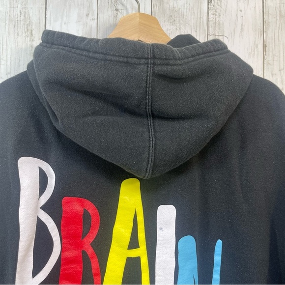 BirdBrain Drawstring Black Hoodie Unisex Large - Picture 5 of 7